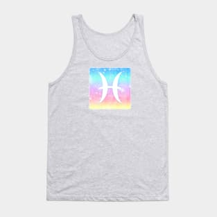 Pisces Horoscope Zodiac Unicorn Sparkle Square Monogram Tank Top